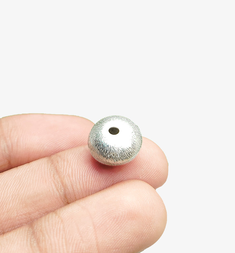 Decorative silver overlay copper textured barrel bead handcrafted in India for jewelry making and DIY crafts