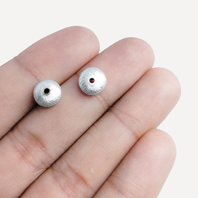Decorative silver overlay copper textured disc spacer bead handcrafted in India for jewelry making and DIY crafts