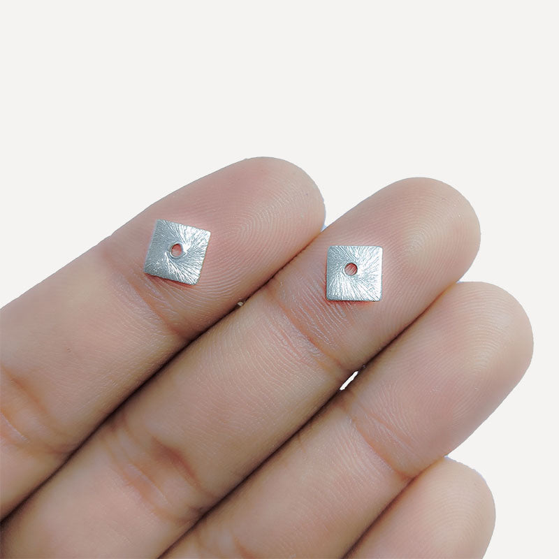 Silver overlay over copper square spacer bead handcrafted in India