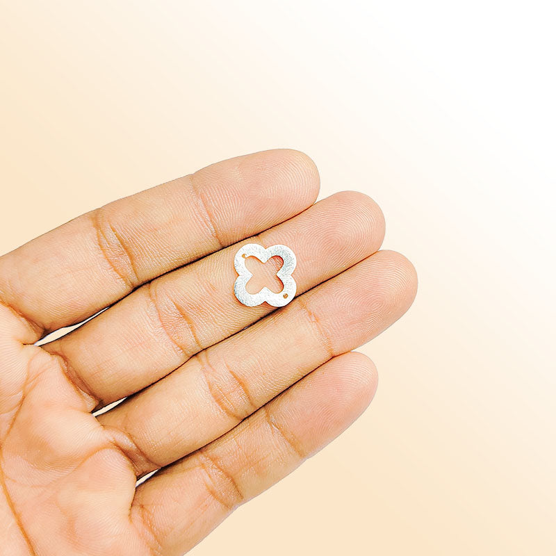 Silver overlay over copper quatrefoil clover connector handcrafted in India