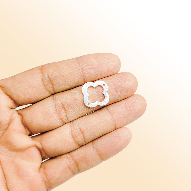 Silver overlay over copper quatrefoil clover connector handcrafted in India