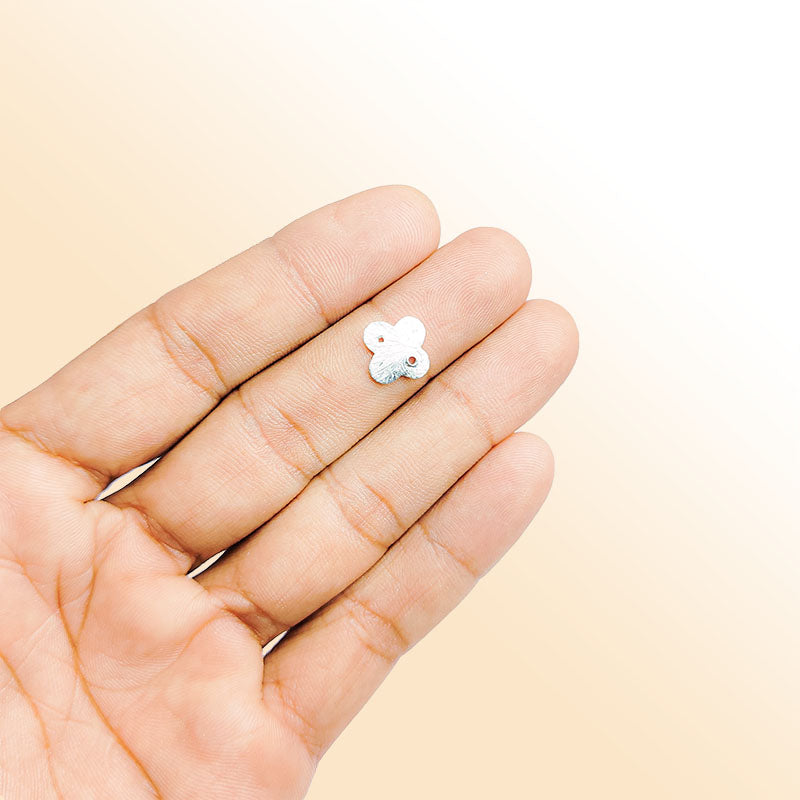 Elegant silver overlay over copper clover charm connector handcrafted in India for jewelry making