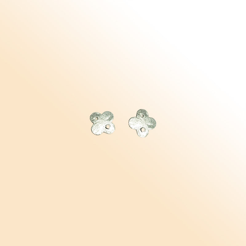 Elegant silver overlay over copper clover charm connector handcrafted in India for jewelry making