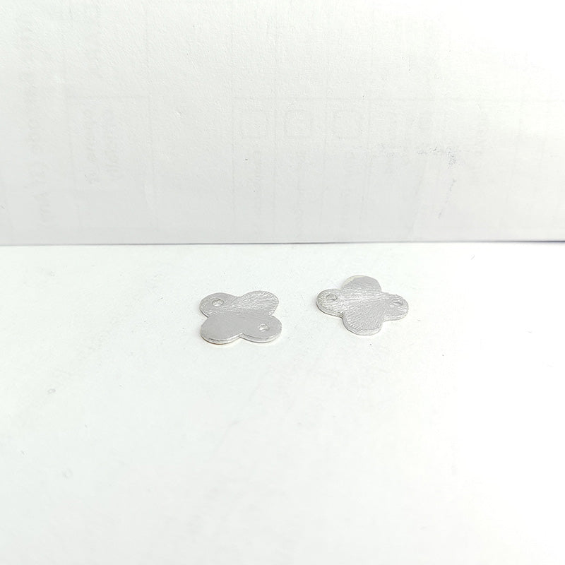 Elegant silver overlay over copper clover charm connector handcrafted in India for jewelry making