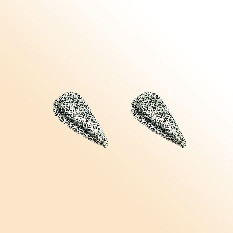 Indian silver overlay textured cone bead handcrafted in India with oxidized silver finish for jewelry making