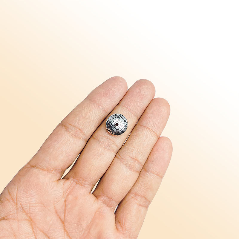 Classic Silver Overlay Over Copper Round Bead from India with Artisan Detailing