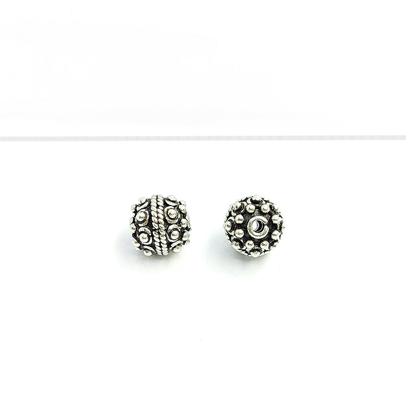 Vintage silver overlay over copper handcrafted round bead with antique finish made in India for jewelry design