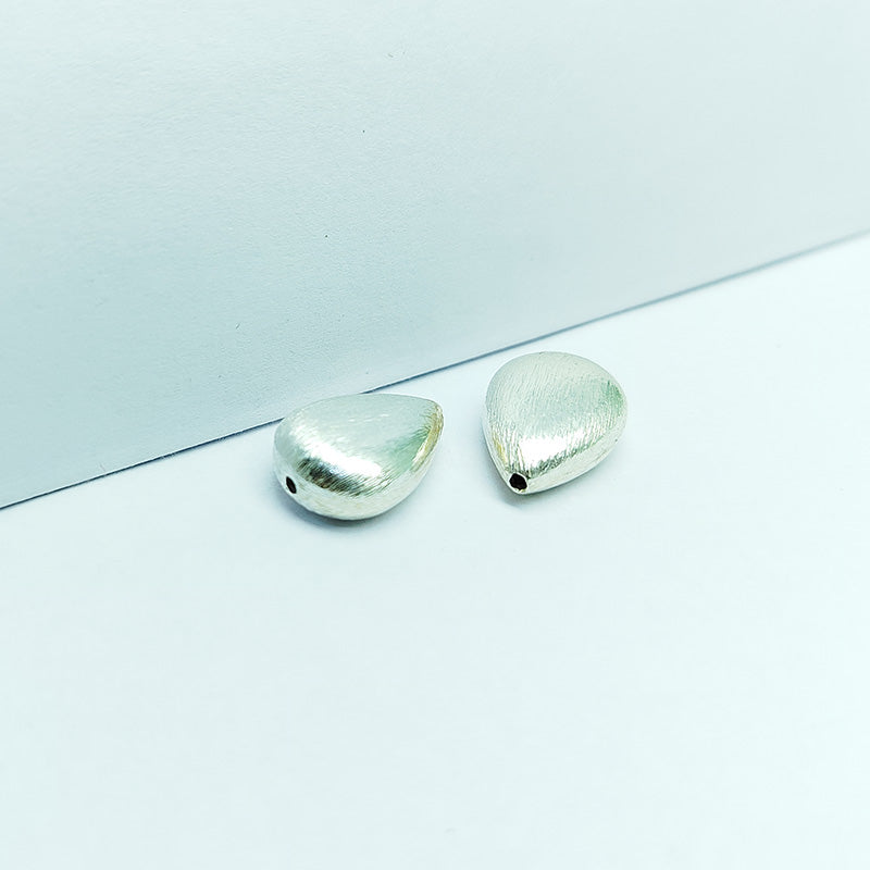 Modern silver overlay over copper handcrafted teardrop bead with brushed finish made in India for jewelry making