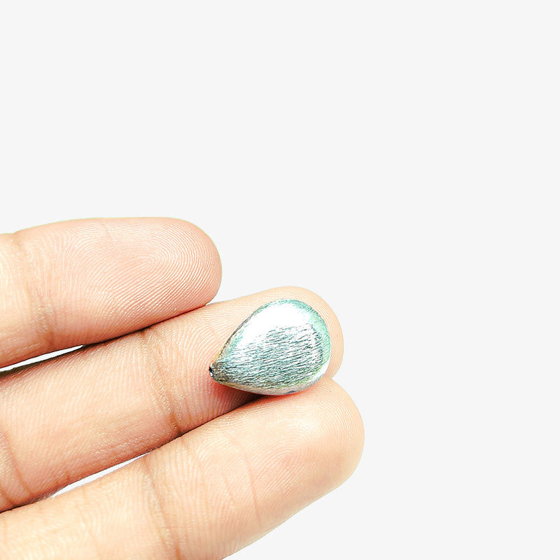 Modern silver overlay over copper handcrafted teardrop bead with brushed finish made in India for jewelry making
