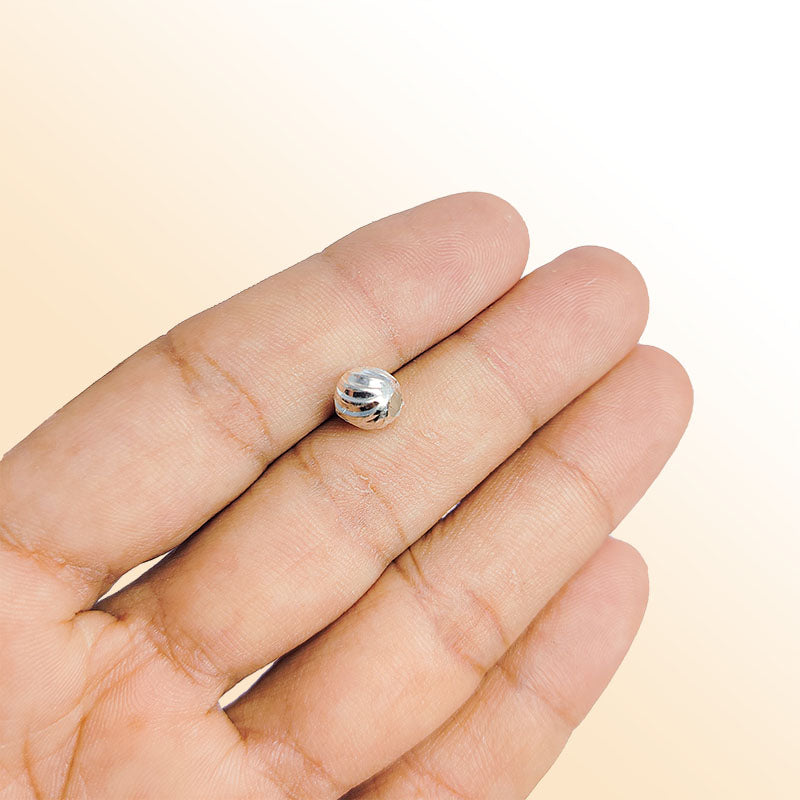 Modern silver overlay over copper handcrafted round bead with spiral groove detail made in India for jewelry making