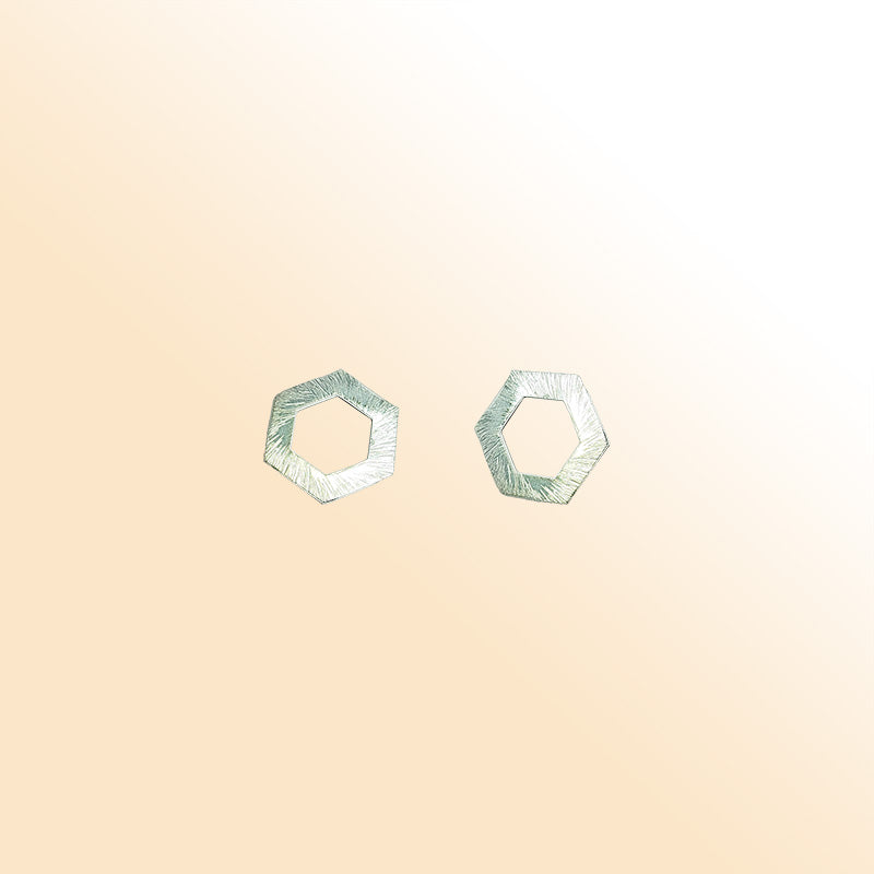 Modern silver overlay over copper handcrafted open hexagon bead with textured finish made in India for jewelry making