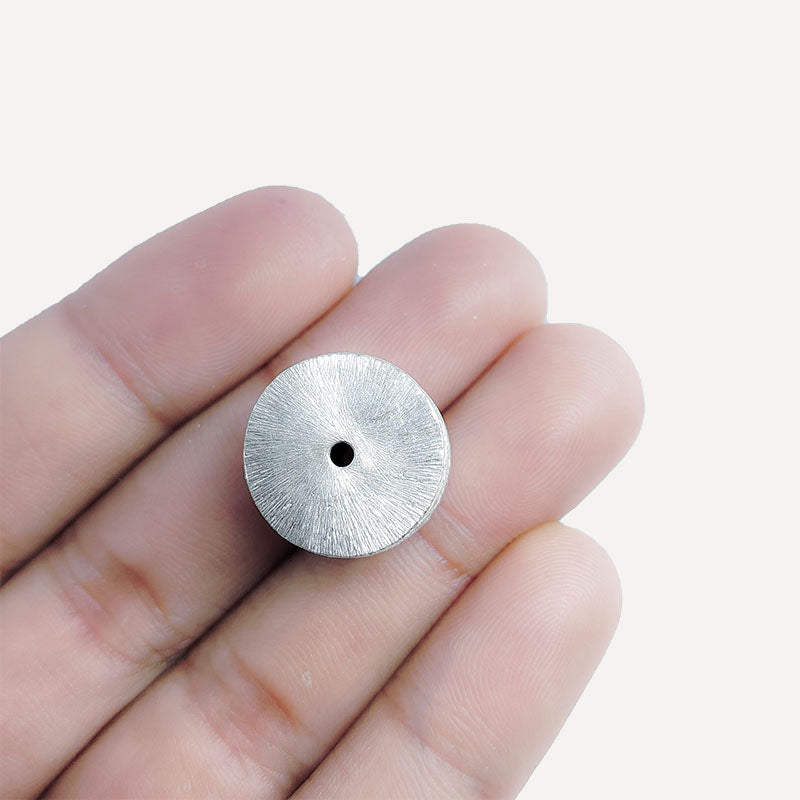 Modern silver overlay over copper handcrafted cylindrical spacer bead with brushed finish made in India for jewelry making