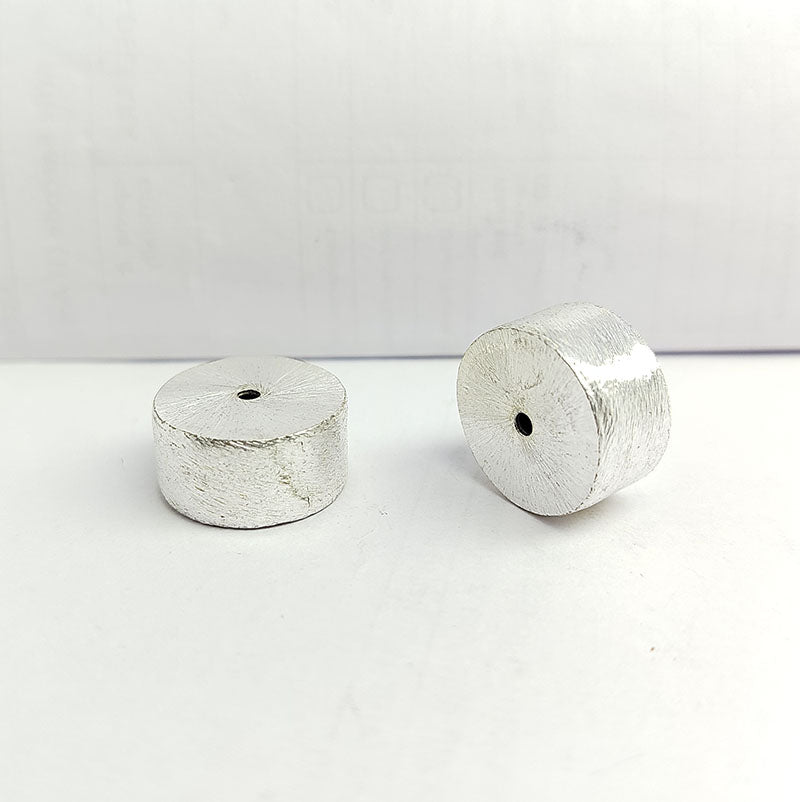Modern silver overlay over copper handcrafted cylindrical spacer bead with brushed finish made in India for jewelry making
