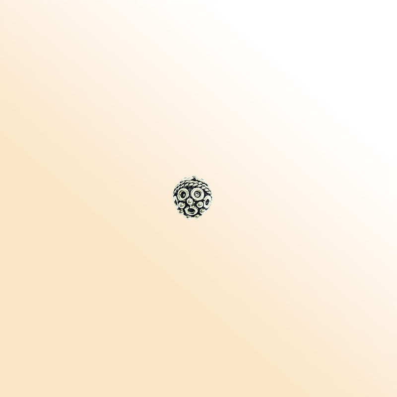Silver Overlay Over Copper decorative bead with dot ring pattern and rope center detail handcrafted in India for jewelry making