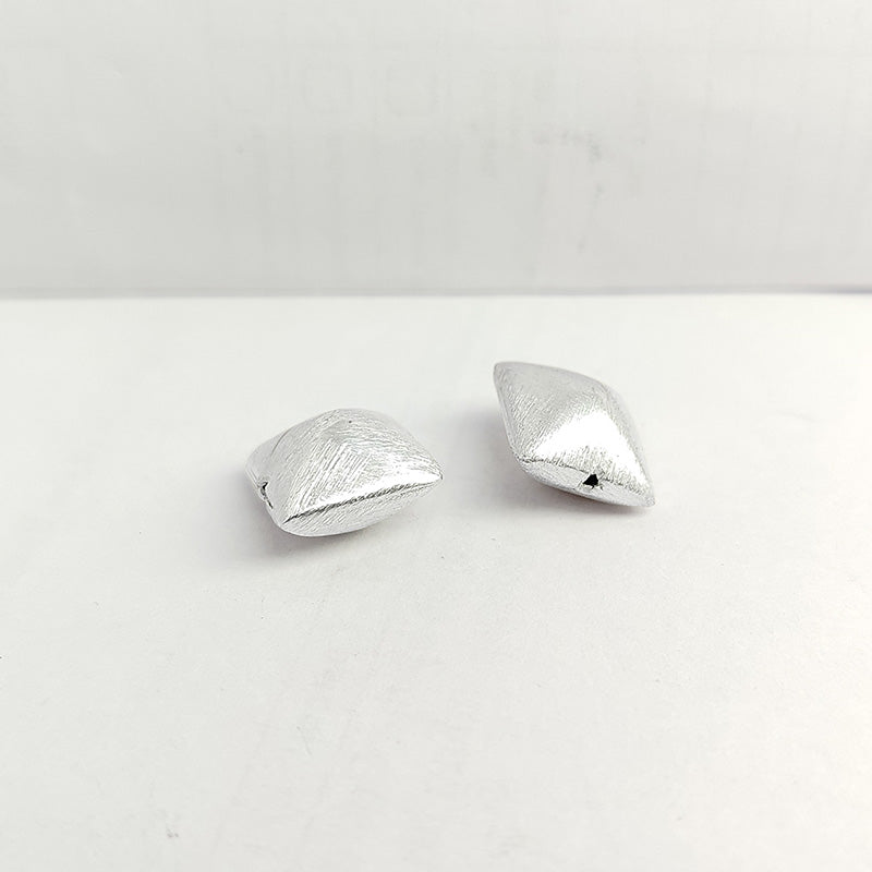 Silver Overlay Over Copper geometric spacer bead with brushed texture handcrafted in India for modern jewelry making