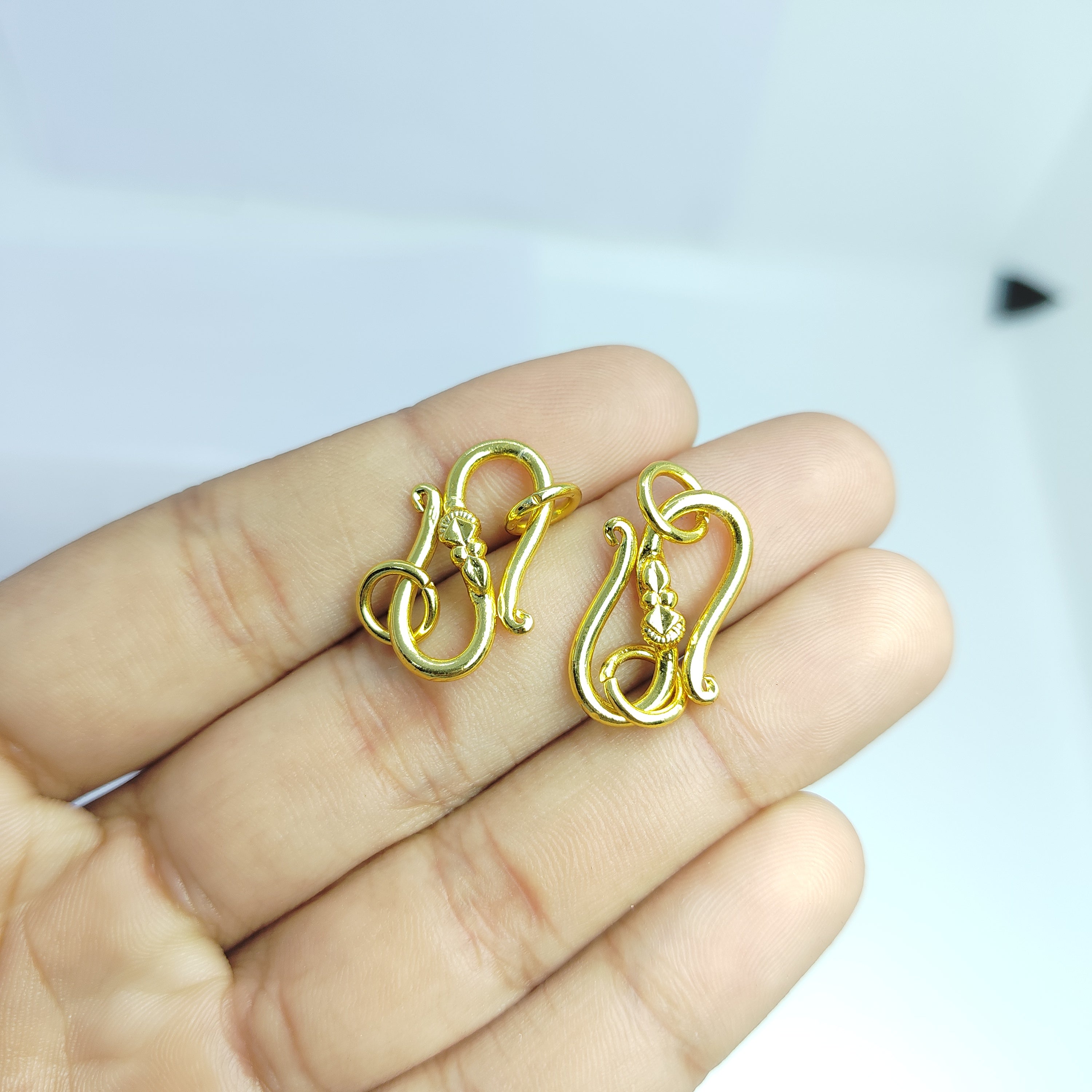 18K Gold Overlay Over Copper India Handcrafted Coiled Hook Jewelry Clasp