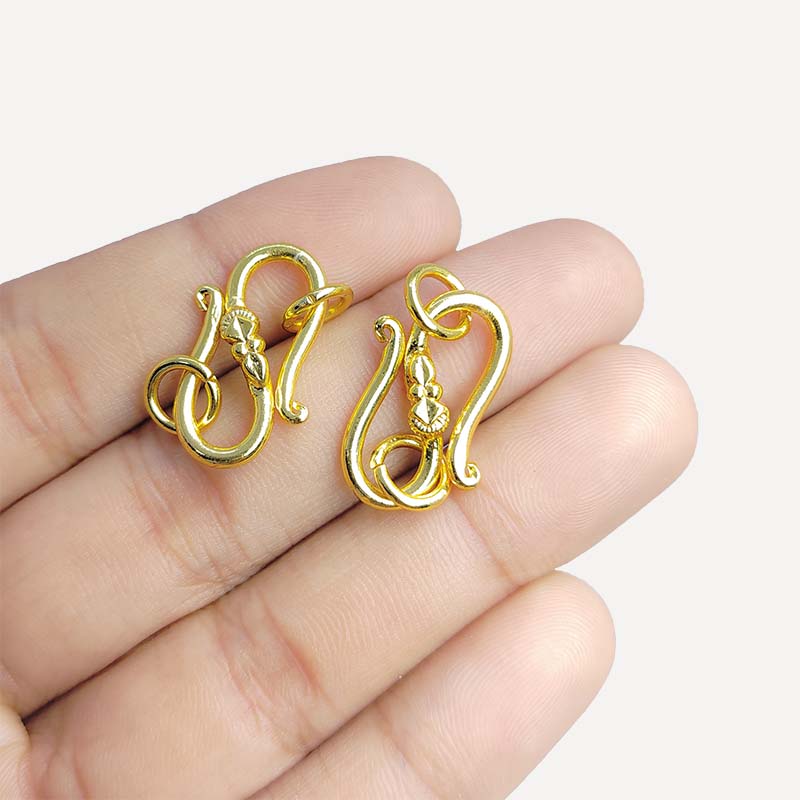 18K Gold Overlay Over Copper India Handcrafted Coiled Hook Jewelry Clasp