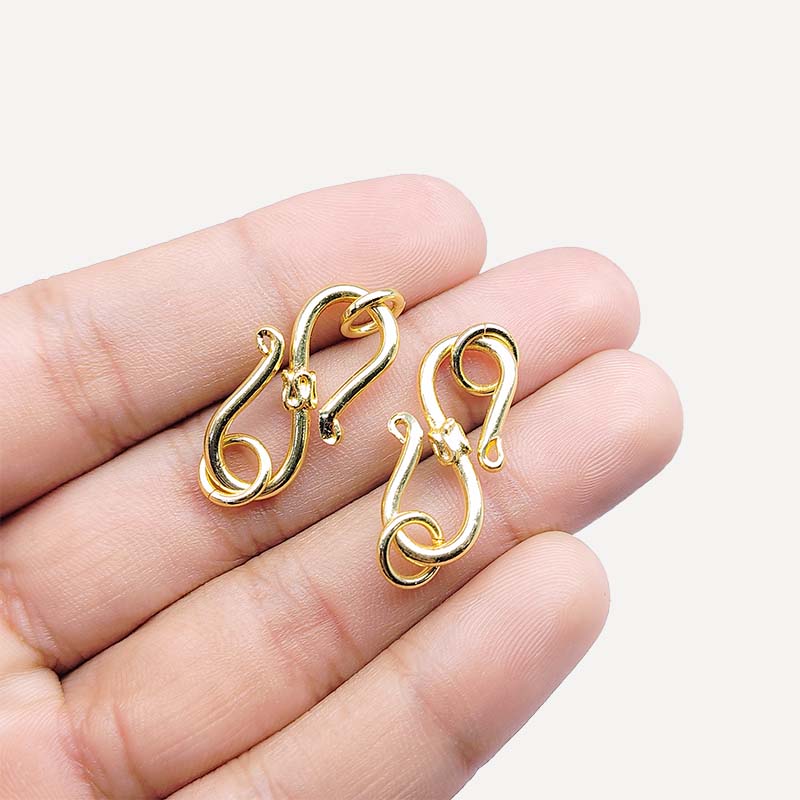 18K Gold Overlay Over Copper India Handcrafted Dual-Coil Hook Jewelry Clasp