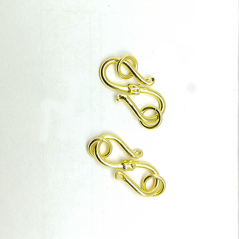 18K Gold Overlay Over Copper India Handcrafted Dual-Coil Hook Jewelry Clasp