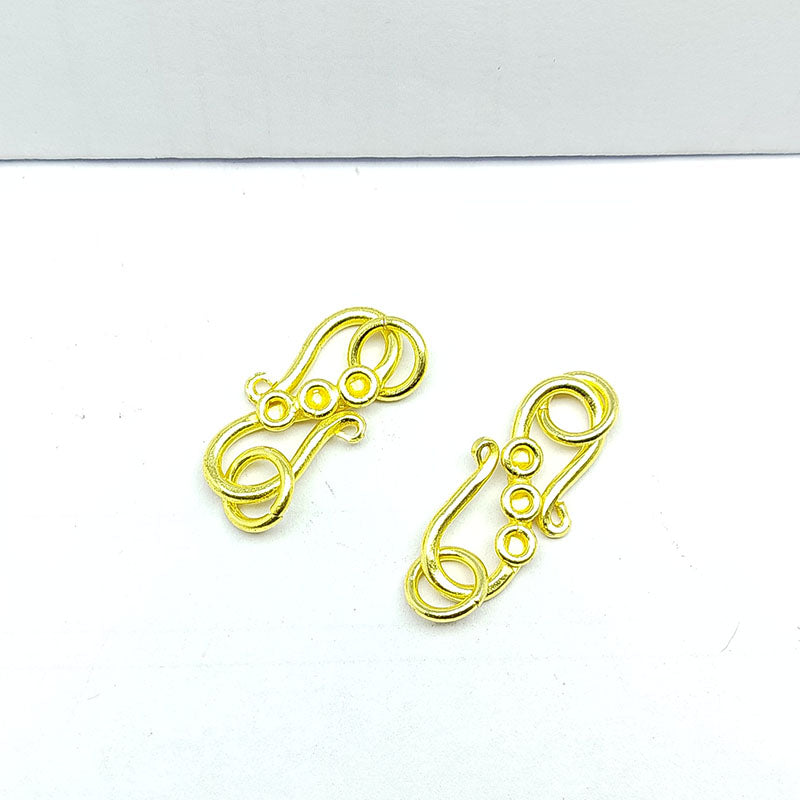 18K Gold Overlay Over Copper India Handcrafted 24MM Triple-Dot Coil Hook Clasp