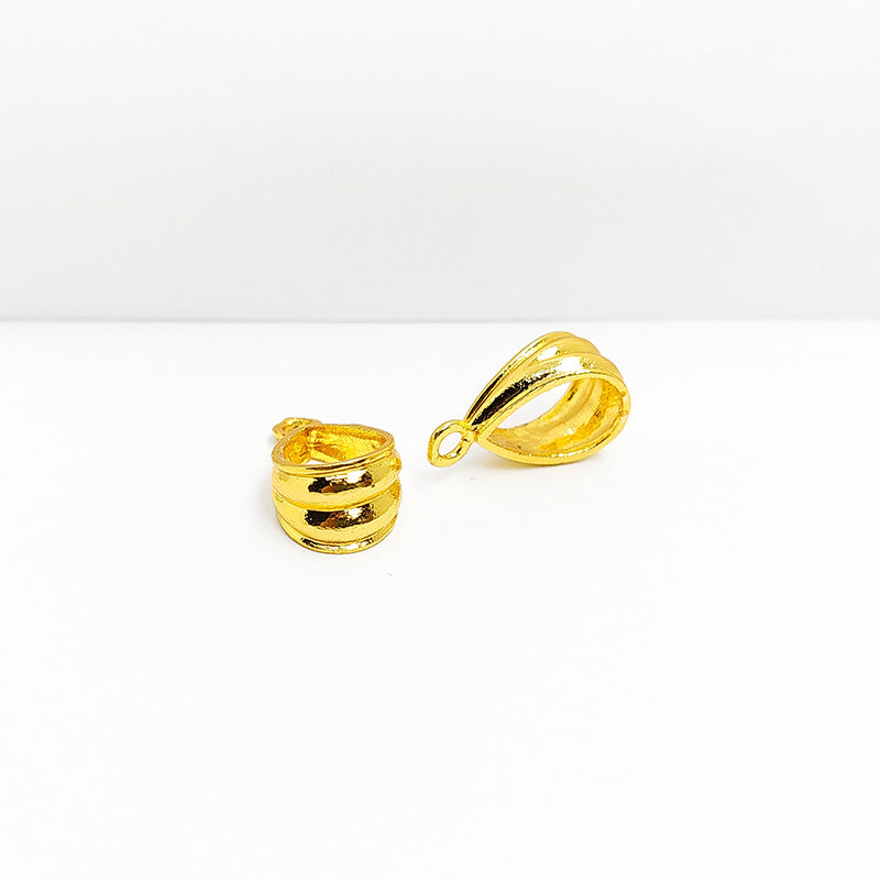 Elegant 18K Gold Overlay Over Copper jewelry bail and cap set, handcrafted artisan pendant finding from India for necklaces