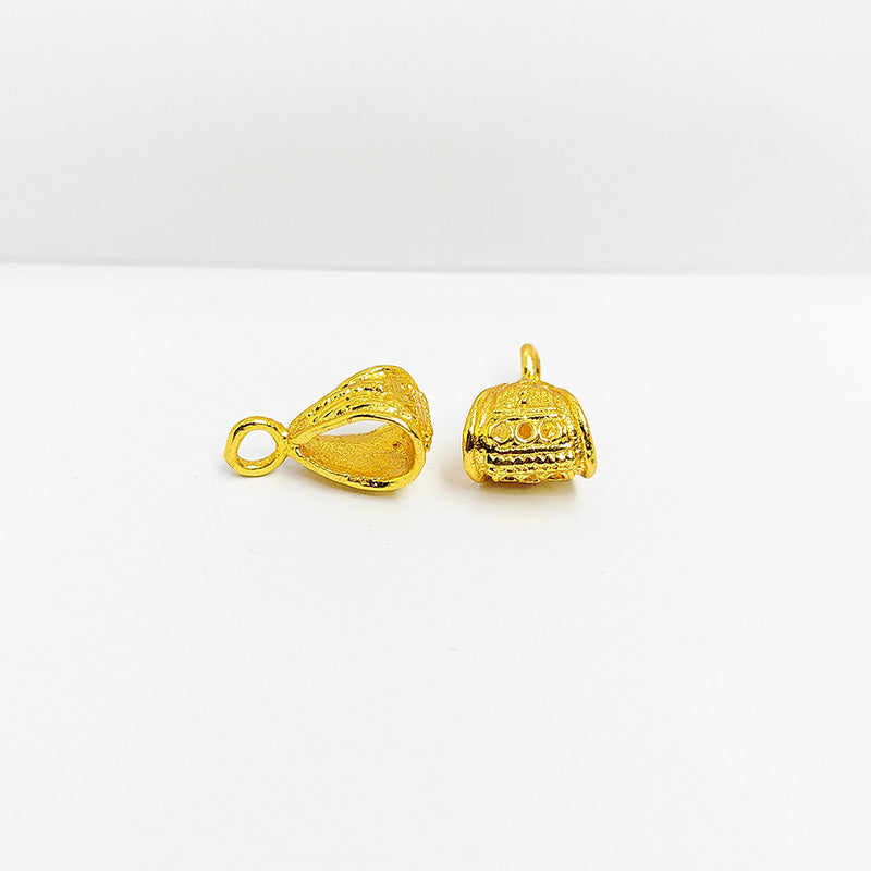 Elegant 18K Gold Overlay Over Copper textured jewelry bail, handcrafted artisan pendant finding from India for necklaces