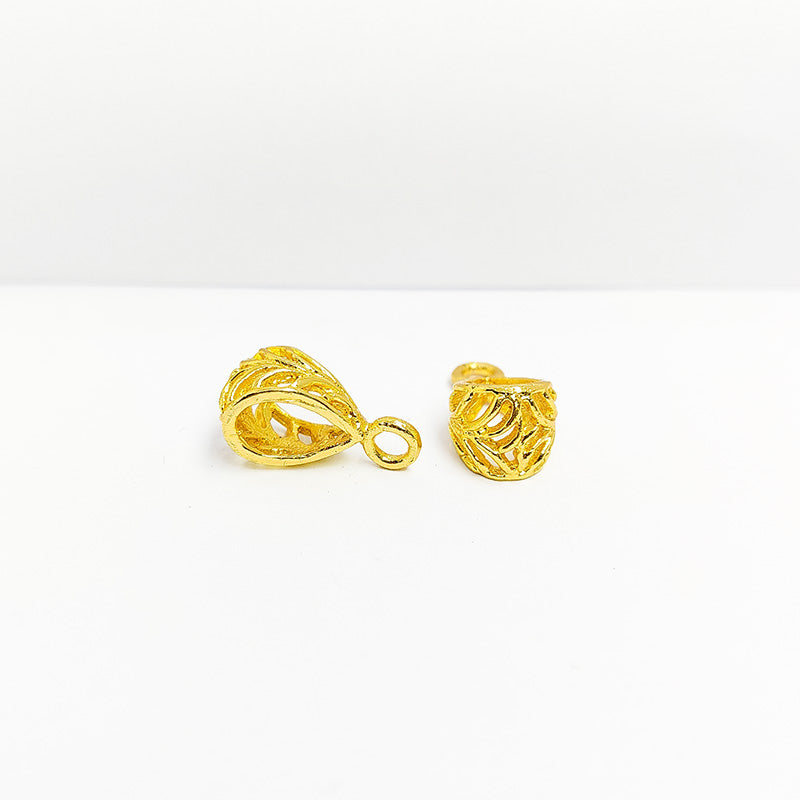 Elegant 18K Gold Overlay Over Copper cutwork jewelry bail, handcrafted artisan pendant finding from India
