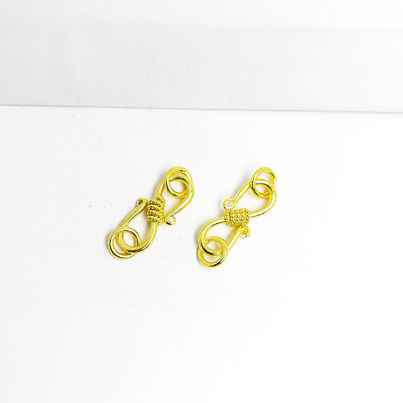 Elegant 18K Gold Overlay Over Copper decorative wire S-hook jewelry clasp, handcrafted artisan jewelry finding from India for necklaces and bracelets
