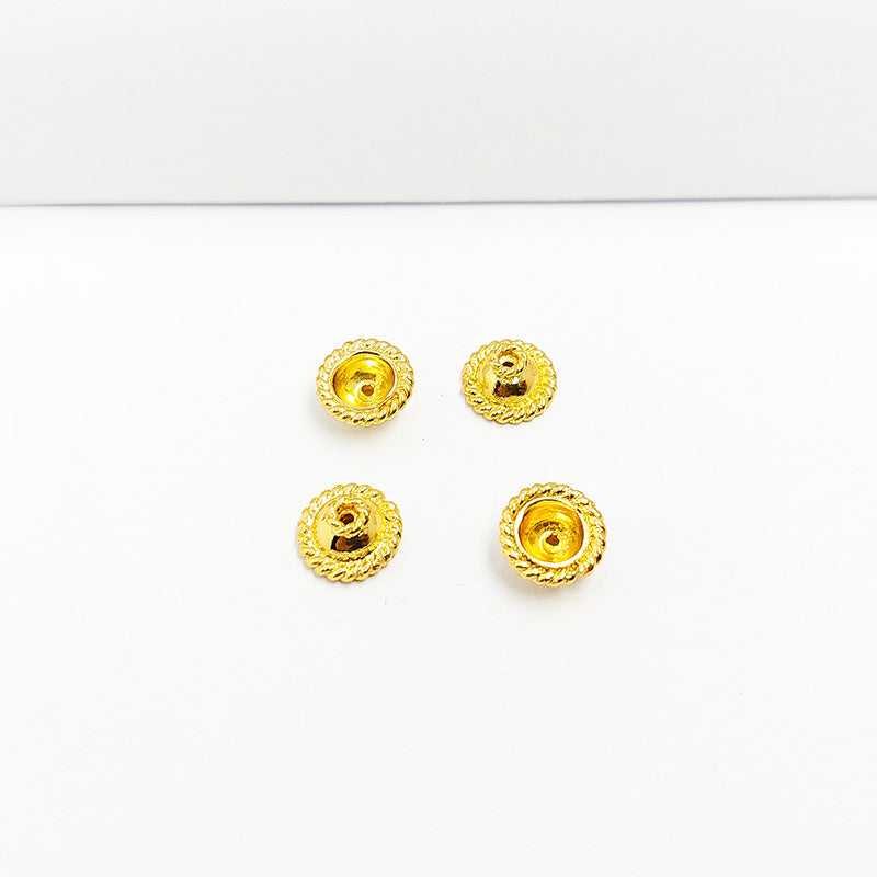 Timeless rope circle 18K Gold Overlay bead cap crafted Over Copper with a smooth gold finish, handmade in India.