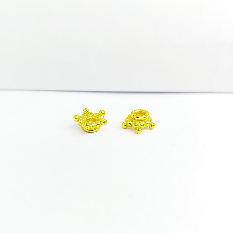 18K Gold Overlay Over Copper bubble texture bead cap with raised granulated edge, handmade jewelry component from India.