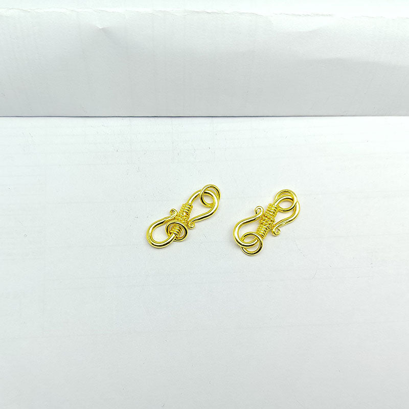 Elegant 18K Gold Overlay Over Copper S-hook jewelry clasp with wrapped center, handcrafted in India
