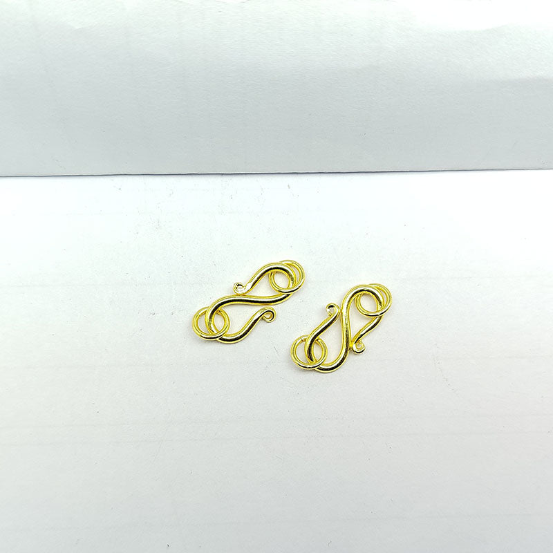 Elegant 18K Gold Overlay Over Copper infinity-style S-hook jewelry clasp, handcrafted in India
