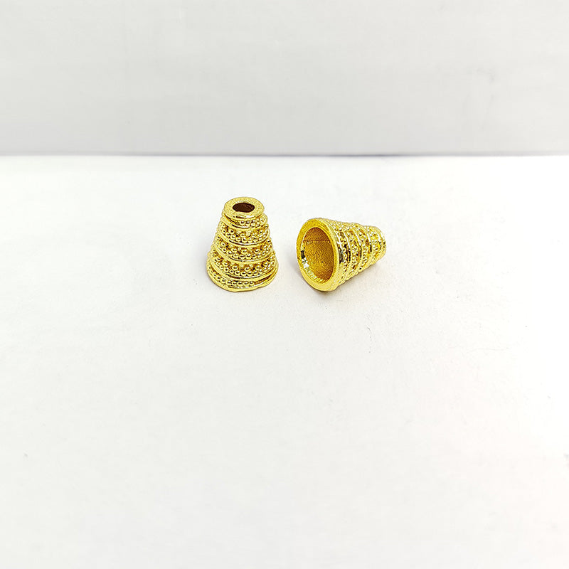 18K Gold Overlay Over Copper twisting granulation motif look cone bead cap crimp and cord tube jewelry making India