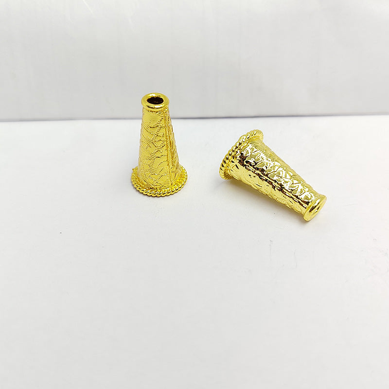 Elegant textured cone jewelry accent made with 18K Gold Overlay Over Copper, handcrafted in India with polished gold finish
