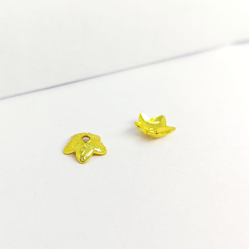 Star shape floral bead cap crafted with 18K Gold Overlay Over Copper, handcrafted in India, ideal for earrings, necklaces, and bracelets.