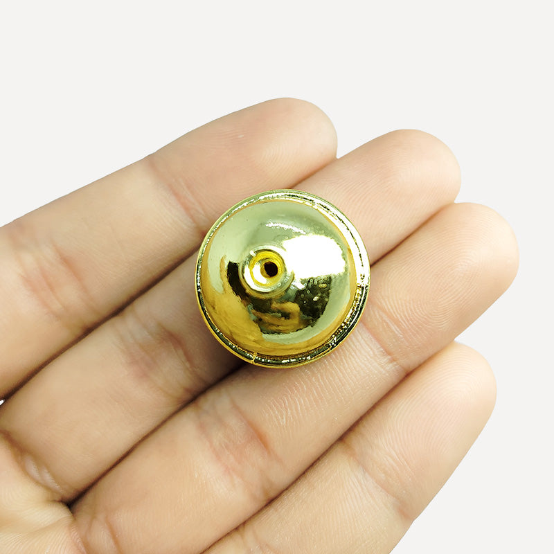 Textured dome bead cap with loop crafted with 18K Gold Overlay Over Copper, handcrafted in India, ideal for earrings and pendants.