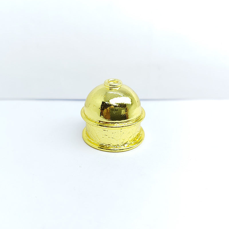 Textured dome bead cap with loop crafted with 18K Gold Overlay Over Copper, handcrafted in India, ideal for earrings and pendants.
