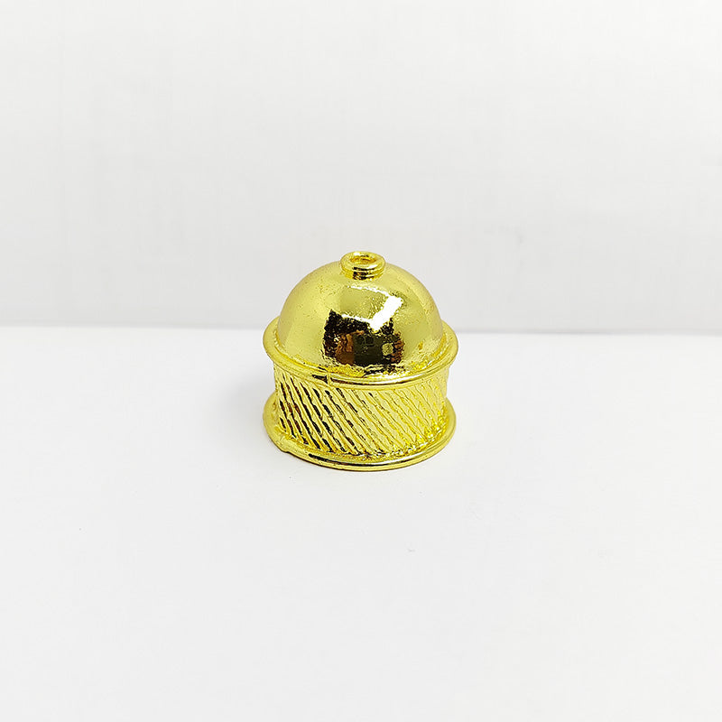Diagonal textured dome bead cap with loop crafted using 18K Gold Overlay Over Copper, handcrafted in India, ideal for earrings and pendants.