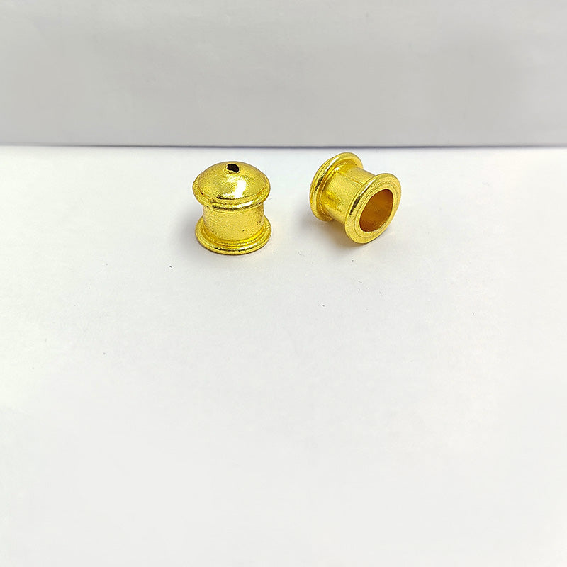 Smooth cylinder dome bead cap crafted with 18K Gold Overlay Over Copper, handcrafted in India, suitable for minimalist and traditional jewelry.