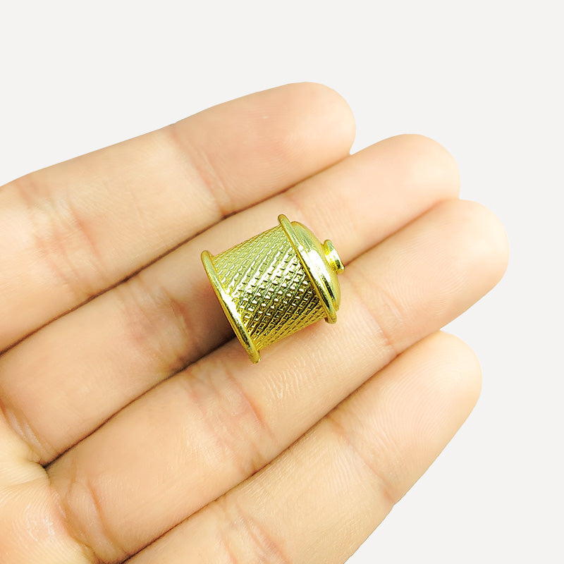 Handcrafted textured barrel bead made with 18K Gold Overlay Over Copper from India for jewelry making
