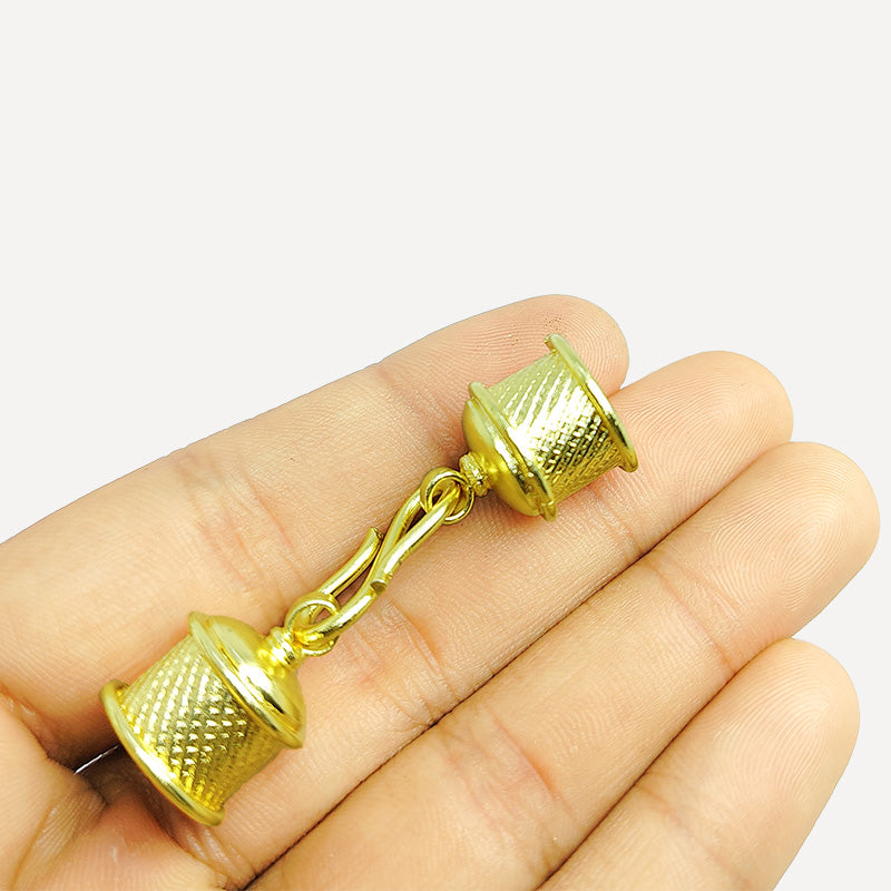 Handcrafted S-hook jewelry clasp made with 18K Gold Overlay Over Copper from India with textured end terminals