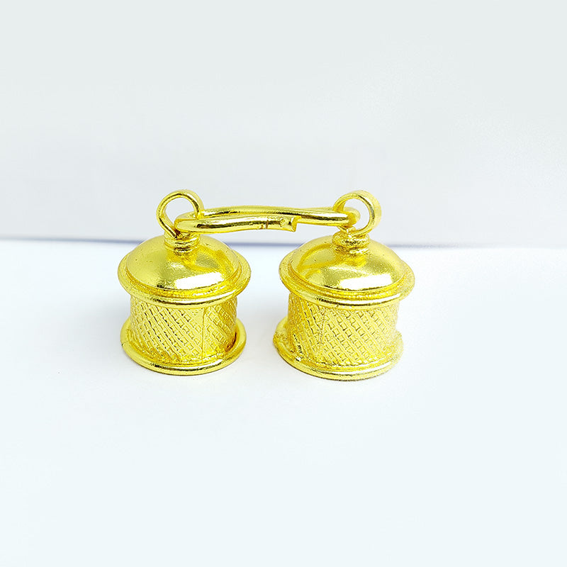 Handcrafted S-hook jewelry clasp made with 18K Gold Overlay Over Copper from India with textured end terminals