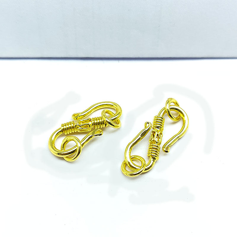 Handcrafted wire-wrapped S-hook jewelry clasp made with 18K Gold Overlay Over Copper from India