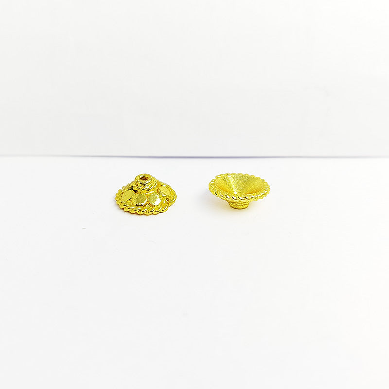 Handcrafted rope-edge bead caps made with 18K Gold Overlay Over Copper from India for jewelry making
