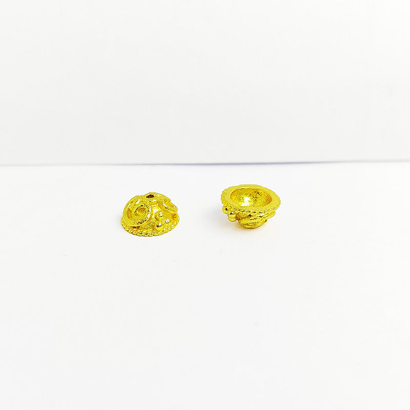 Handcrafted ornamental dome bead caps made with 18K Gold Overlay Over Copper from India for ethnic jewelry designs