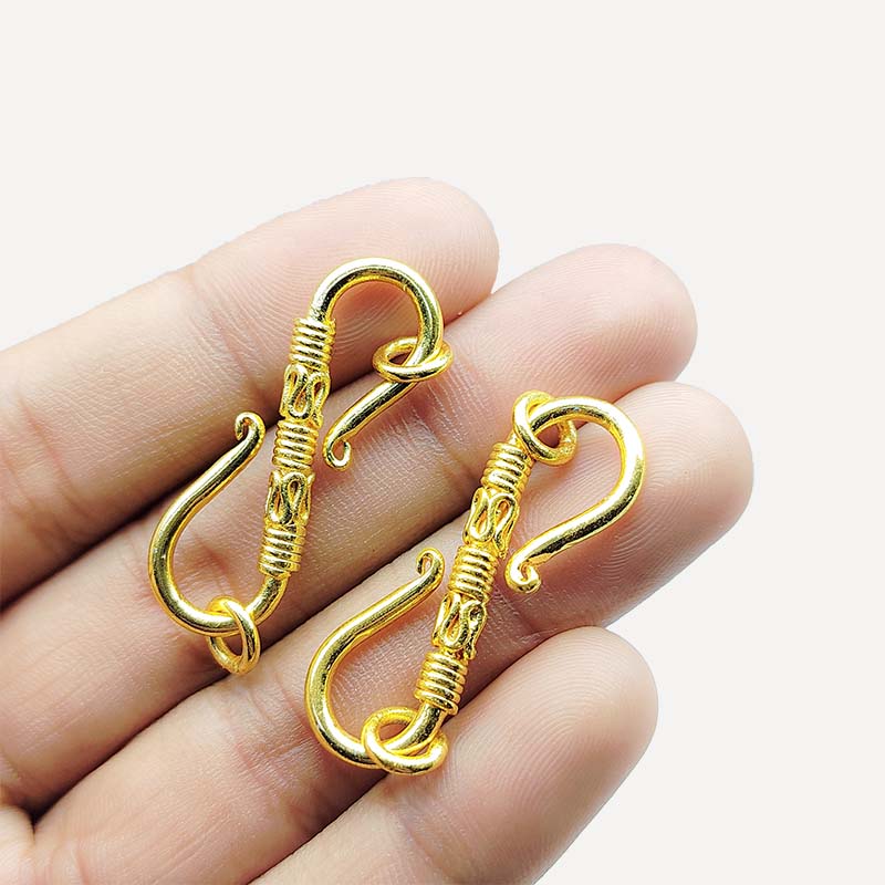 Elegant S-Hook Handcrafted In India With 18K Gold Overlay Over Copper Perfect For Necklaces And Bracelets