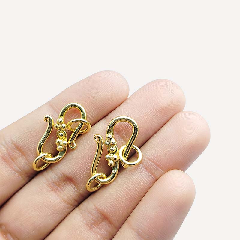 Elegant Decorative Bead Center Infinity Style Open Clasp Handcrafted In India With 18K Gold Overlay Over Copper Perfect For Necklaces And Bracelets