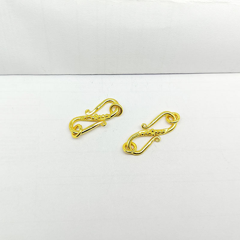 Elegant Bead Accent S-Curve Open Clasp Handcrafted In India With 18K Gold Overlay Over Copper Perfect For Necklaces And Bracelets