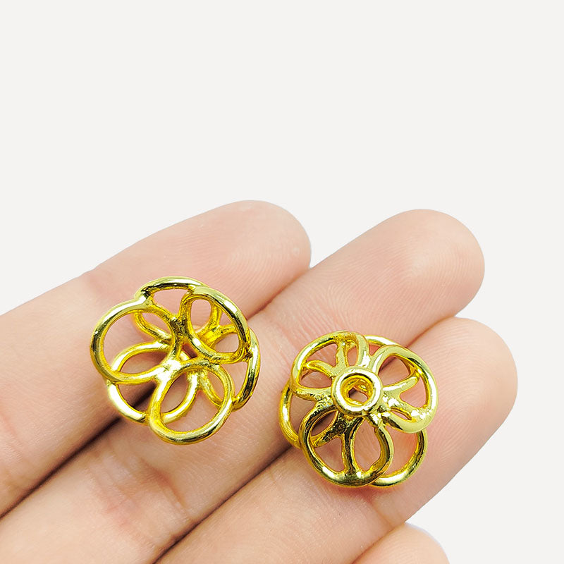 Elegant Floral Wire Bead Cap Handcrafted In India With 18K Gold Overlay Over Copper For Necklaces Earrings And Bracelets