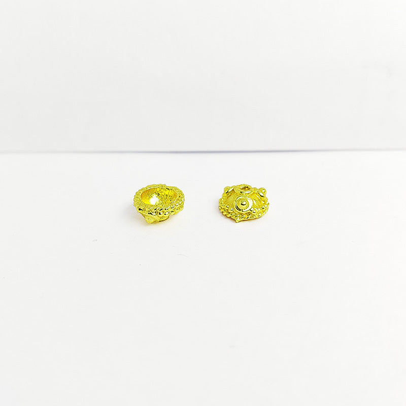 Granulated Round Spacer Bead With Single Hole Handcrafted In India With 18K Gold Overlay Over Copper For Jewelry Making